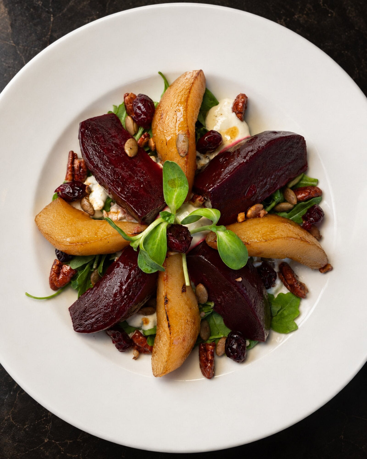 Roasted beets and pear salad at The Conche